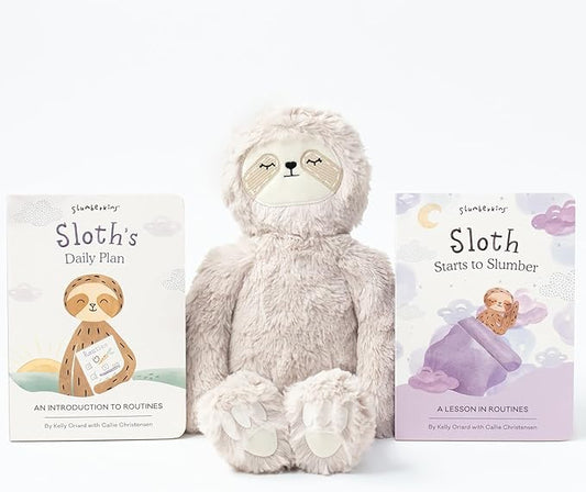 Slumberkins 14" Sloth Kin & 2 Board Books Complete Set Bundle | Promotes Routines, Relaxation & Coping Skills | Social Emotional Learning, Ages 0+ (Sloth Kin Plush + 2 Board Books)