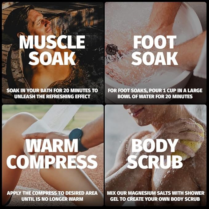 Coach Soak Recovery Bath Soak - Alternative to Epsom Salt Bath Soak - Fast-Absorbing Pure Magnesium Flakes with 21 Minerals, Bath Salts & Essential Oils - 3lbs, Eucalyptus Tea Tree