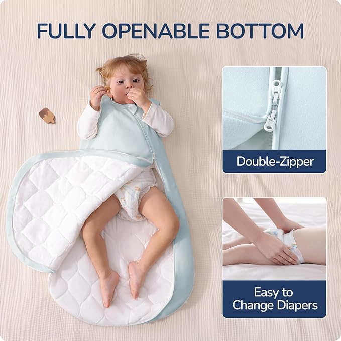 1.0 Tog 2.5 Tog Baby Sleep Sack, 100% Cotton Baby Sleeping Bag 3-24M, 2-Way Zipper Baby Wearable Blanket