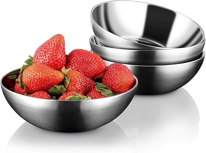 Stainless Steel Bowls for Kids , 18/8 Stainless Steel Toddler Bowl, BPA-Free , Durable & Easy Clean, 4 Pack - 14.5 oz Perfect for Baby Meals, Snacks, Serving and Travel & Home Use, Dishwasher Safe