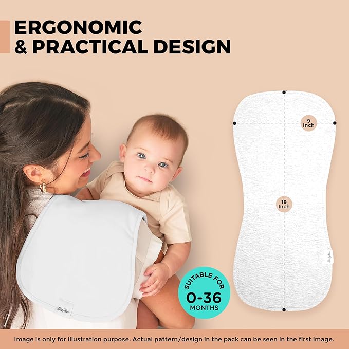 Premium 5-Pack Large Organic Cotton Burp Cloths – 3 Layers, Ultra Soft & Absorbent Burping Towel, Shoulder Towel & Hand Towel