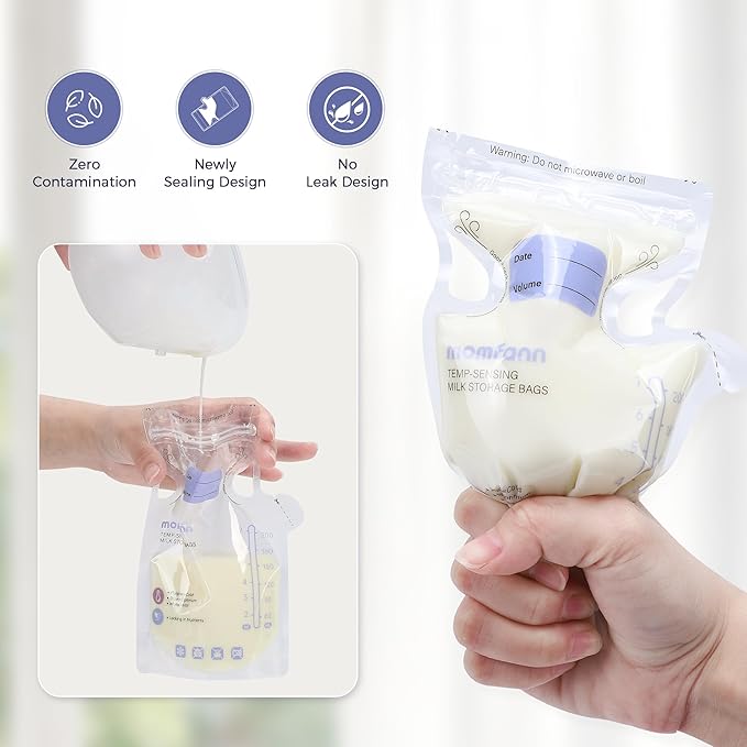 Breastfeeding Essentials Kit for New Moms,Gift Set with Reusable Hot&Cold Breast Therapy Packs/Breastmilk Storage Bags/Silicone Colostrum Collectors for Baby Essentials 58Pcs (Purple)