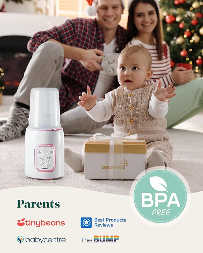 Grownsy Bottle Warmer, Fast Baby Bottle Warmer for All Bottles, Milk Warmer for Breastmilk or Formula, Smart Temperature Control and Automatic Shut-Off- Pink