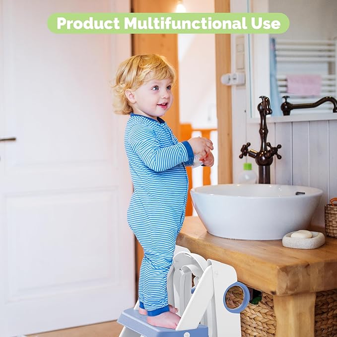 COOSEYA Toilet Seat, Potty Training Seat for Toddler, Upgraded 2-in-1 Potty Toilet Training for Boys and Girls,Waterproof Cushioned Mat with Non-slip Step Stool