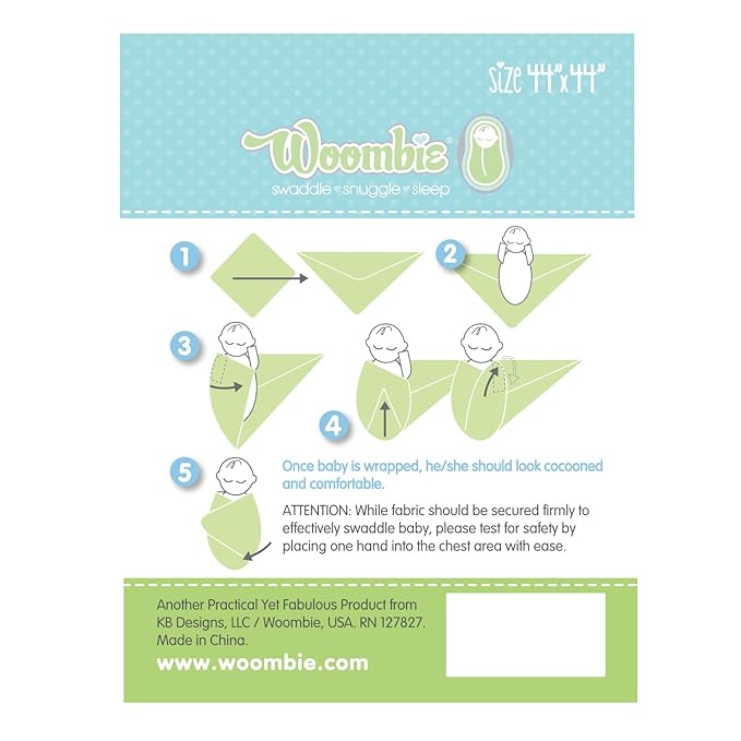 Woombie Organic Cotton Airwrap Baby Swaddling Blanket Set - Lightweight, Multi-Use Receiving Blankets - Set of 3, 44 x 44 inches - Blues