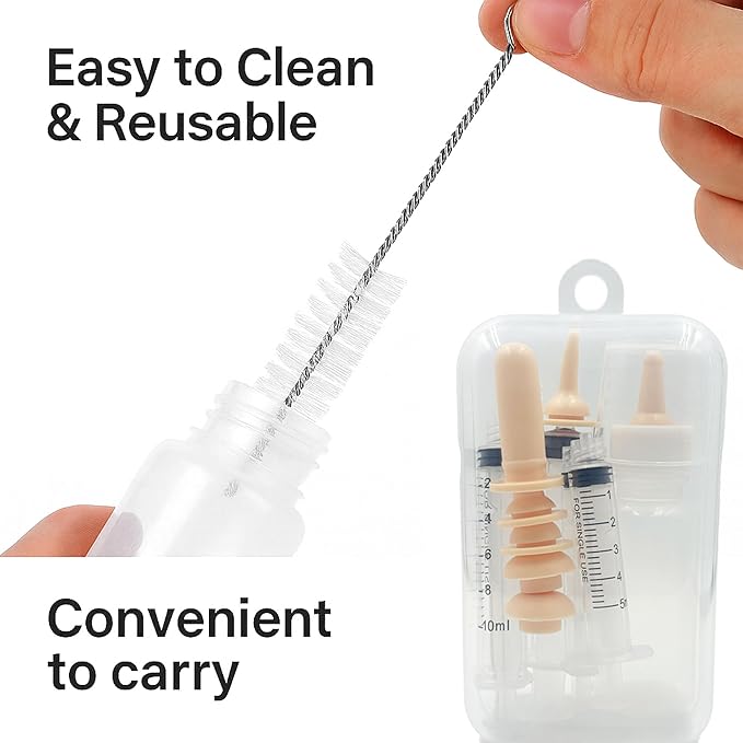 Newborn Kitten Feeding Kit with Kitten Bottles for Nursing Newborn, Kitten Nipples for Feeding, Kitten Syringe for Feeding, Puppy Feeding Bottle, Cat Bottles for Kittens, BPA-Free Feeding Tools