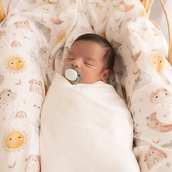 Baby Girl Muslin Swaddle Blanket for Newborns, Pink & White 2-Pack – Soft Viscose derived from Bamboo & Cotton Muslin Baby Blankets, 47x43, Breathable Receiving Blankets, Gifts for Baby