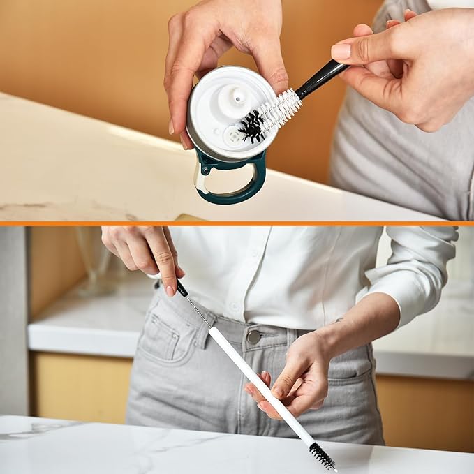 ALINK 8 Pack Black Bottle Brush Cleaning Set with Stand, Long Handle Bottle Cleaner with Holder for Narrow Neck Beer Wine Brewing Bottles, Stanley Water Bottles, Baby Bottles, Tumblers, Carafe, Straws