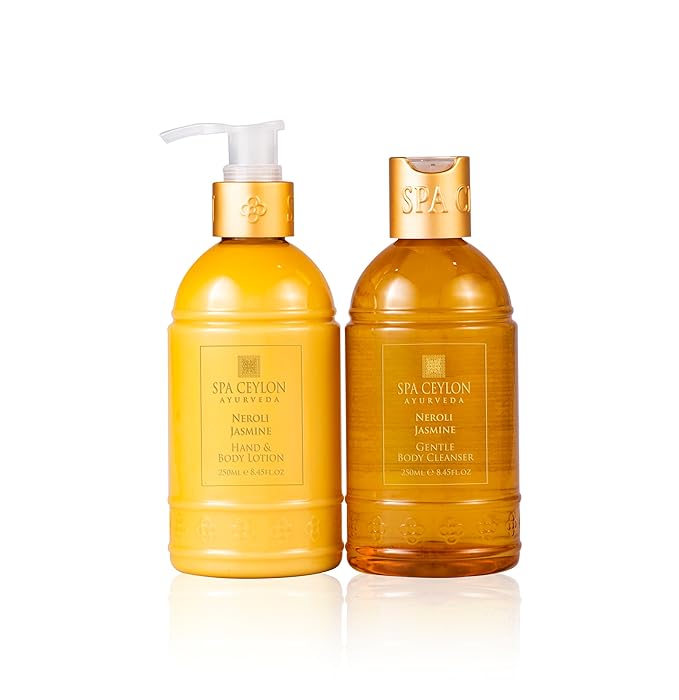 Spa Ceylon Neroli Jasmine Bath & Body Duo | Ayurvedic Body Wash & Body Lotion Set | Natural & Organic Skincare | Hydrating for Normal to Dry Skin