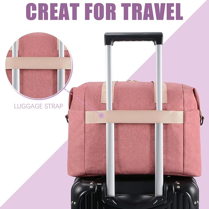 Tuwubi Diaper Bag Tote,Baby Diaper Bag with Pacifier Case Large Travel Diaper Tote Caddy for Mom and Dad Multifunction Large Baby Bag - Pink