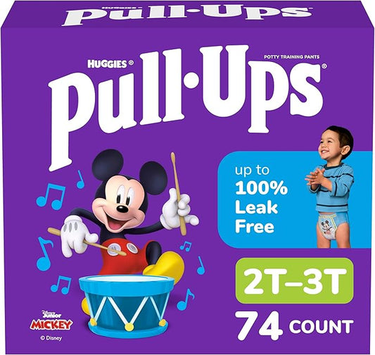 Pull-Ups Boys' Potty Training Pants, Size 2T-3T Training Underwear (16-34 lbs), 74 Count