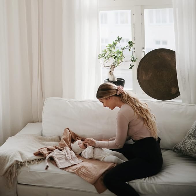 mushie Muslin Baby Swaddle Blanket | 100% Organic Cotton (Natural)