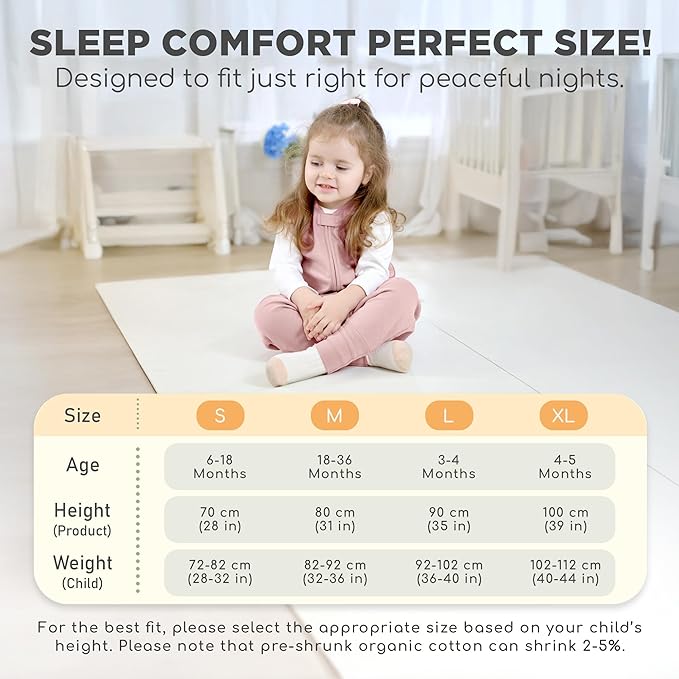 Mama Cheetah Toddler Sleep Sack with Feet 4T-5T, 0.5 TOG Organic Cotton Baby Wearable Blankets with Legs, Baby Sleeping Bag for Walkers, Early Walker X-Large