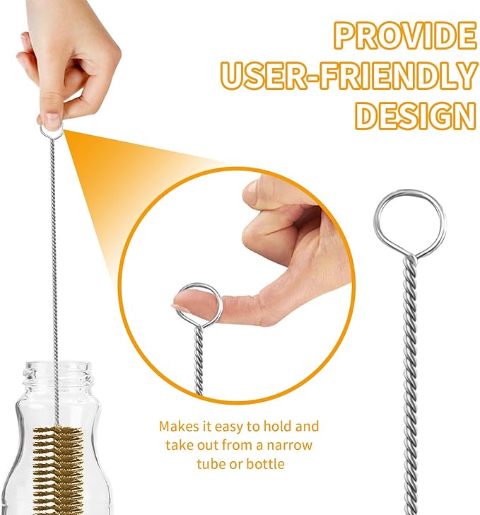 7pcs Brass Wire Tube Brushes Bottle Brush Set,11Inch Long Wire Brushes for Cleaning,Wire Pipe Cleaner Bore Brush Cleaning for Tubes,Bottle,Keyboards,Glass