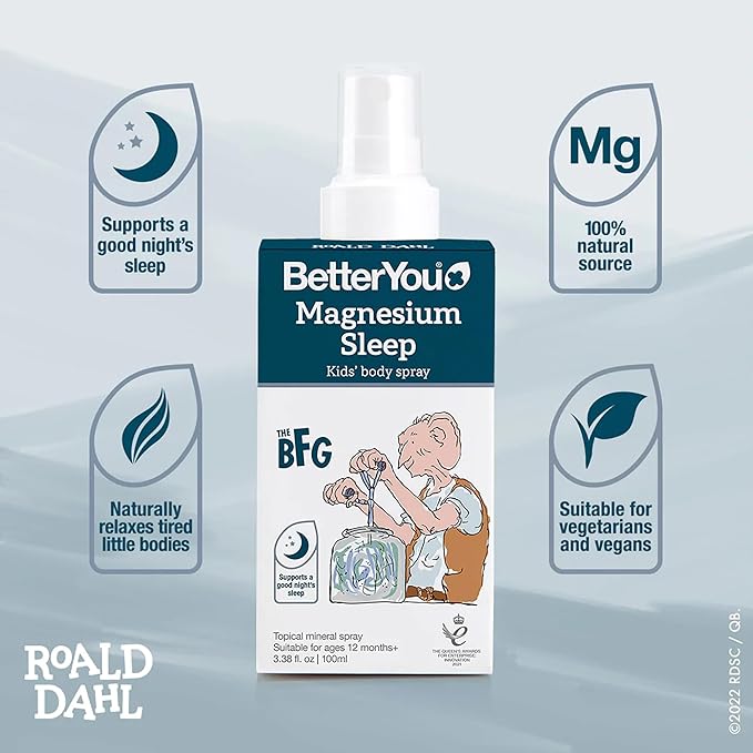 BetterYou Kids Bundle - Magnesium Sleep Body Lotion and Magnesium Sleep Kids' Body Spray - Baby Cream - Lavender and Chamomile Infused - 2 pc