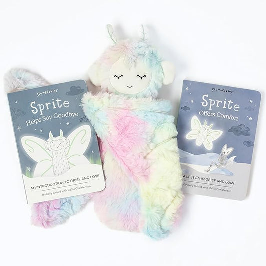 Slumberkins Rainbow Sprite Snuggler & 2 Board Books Complete Set Bundle | Supports Grief & Loss, Acceptance & Resilience | Social Emotional Tools (Rainbow Sprite Snuggler Plush + 2 Board Books)