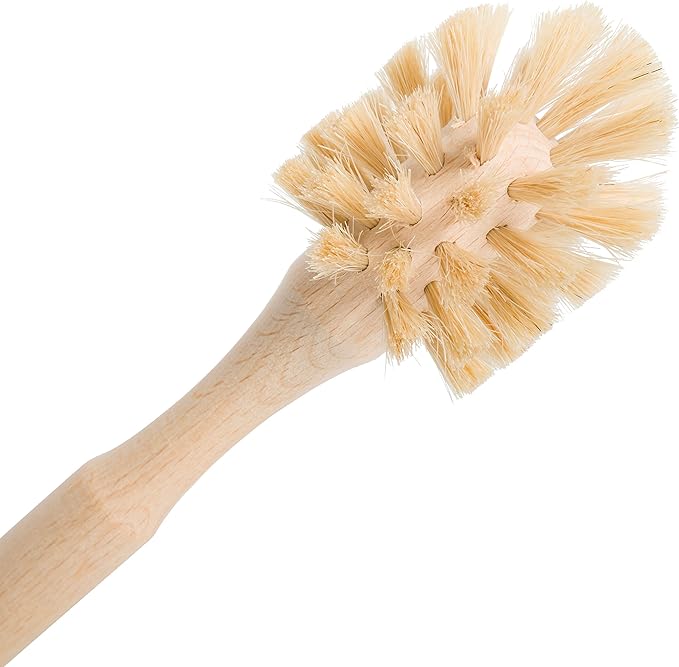 Redecker Bottle Brush Cleaner - Horsehair and Beechwood Handle for Vases, Pitchers, Mugs, and Baby Bottles, 8-3/4 Inch, Dense Natural Bristles - Wooden Bottle Brush - Bottle Brush Wood Handle