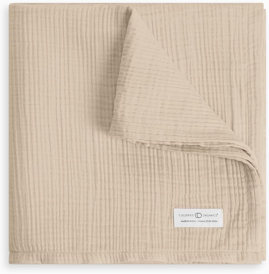 Colored Organics Baby Organic Cotton Swaddle - Infant Receiving Blanket - Clay Muslin
