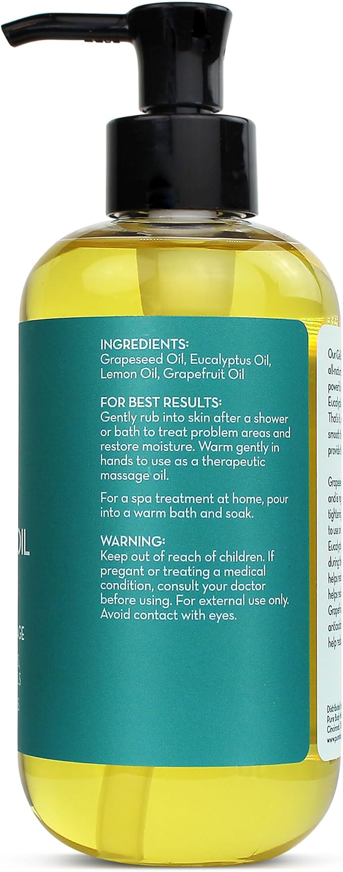 Pure Body Naturals Anti Cellulite Massage Oil, 8 fl oz | 100% Natural Cellulite Remover for Legs and Thighs | Chemical Free Firming Body Massage Oil for Women, Tightens Skin and Reduces Stretch Marks