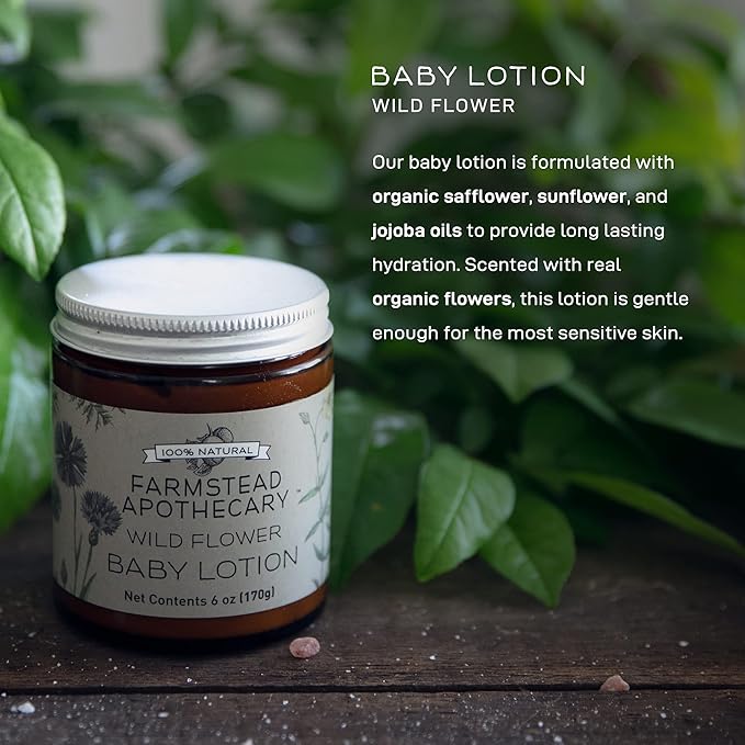 Farmstead Apothecary Organic Baby Care Gift Set – Plant-Based Baby Shampoo, Lotion & Diaper Stick – Plastic-Free, Cruelty-Free, Vegan – Newborn Essentials for Sensitive Skin