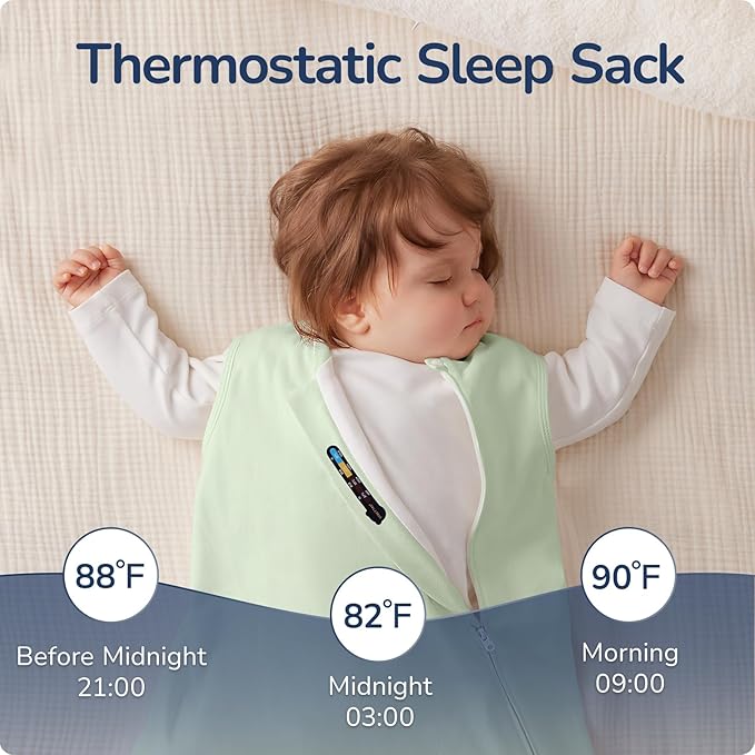 1.0 Tog 2.5 Tog Baby Sleep Sack, 100% Cotton Baby Sleeping Bag 3-24M, 2-Way Zipper Baby Wearable Blanket