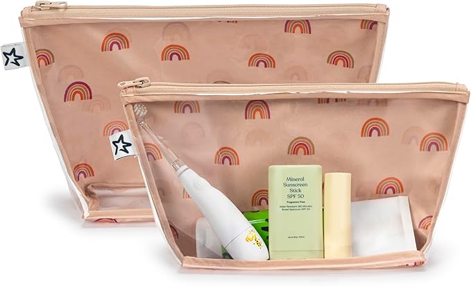 Tiny Twinkle Mess-Proof Travel Bags | TSA Airline Compliant, Zipper Closure, Clear Front Pouch, Diaper Bag Packing, Toiletry or Makeup Cosmetics Organizer