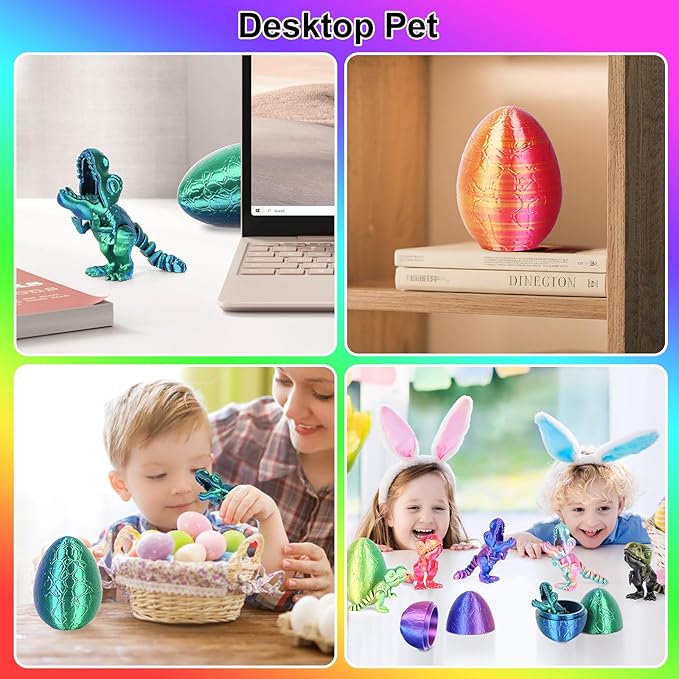 6PCS 3D Printed Dragon Egg Kids Dinosaur Toys, Articulated 3D Dinosaur Eggs with Dinosaurs Inside, 3D Printed Fidget Toys, Birthday Decorations Home Office Desk Toy(6PK Multicolored)