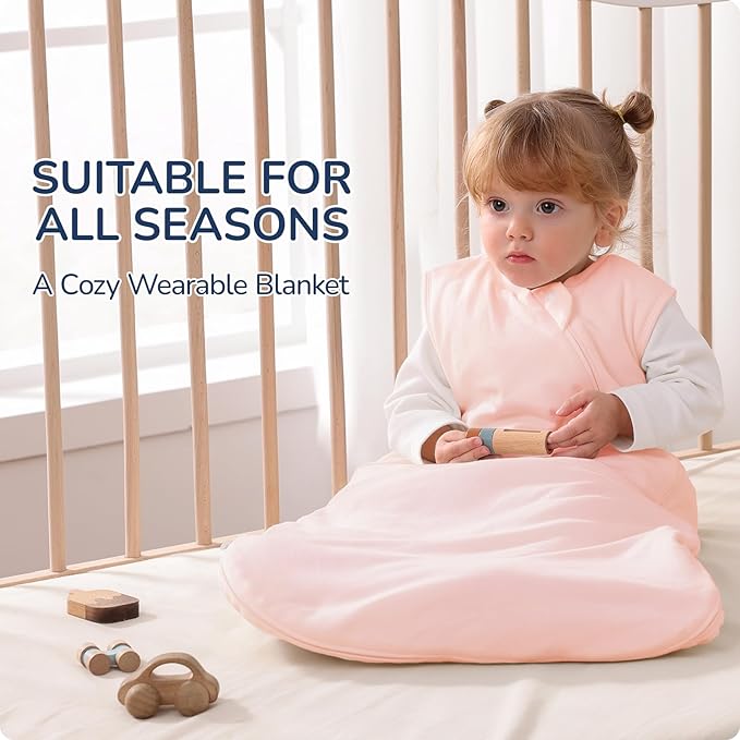 1.0 Tog 2.5 Tog Baby Sleep Sack, 100% Cotton Baby Sleeping Bag 3-24M, 2-Way Zipper Baby Wearable Blanket