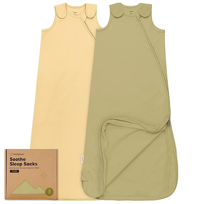 2-Pack Organic Baby Sleep Sacks, 100% Cotton - Soft & Breathable 0.5TOG Baby Wearable Blanket, Toddler Sleeping Sack 18-24 months, Easy to Wear Transitional Swaddles for Newborns, Infants(Avocado, L)