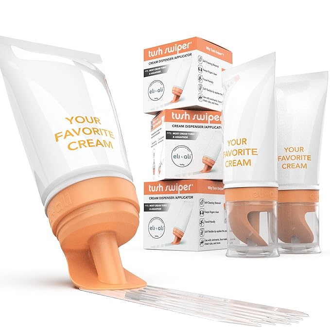 Eli & Ali Tush Swiper - Diaper Rash Cream & Butt Paste Applicator - Universal Fit for Most Diaper Creams | Mess-Free & Hygienic Alternative to Cream Spatula - Carry Less Baby Gear - Orange, 3 Pack