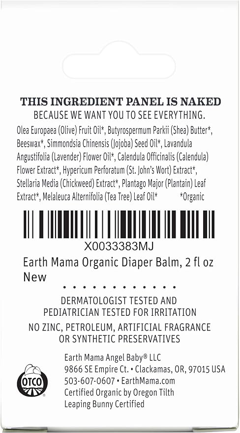 Earth Mama Organic Diaper Balm 2-Ounce | Diaper Cream for Baby | EWG Verified, Petroleum & Artificial Fragrance-Free with Calendula for Sensitive Skin (6-Pack)
