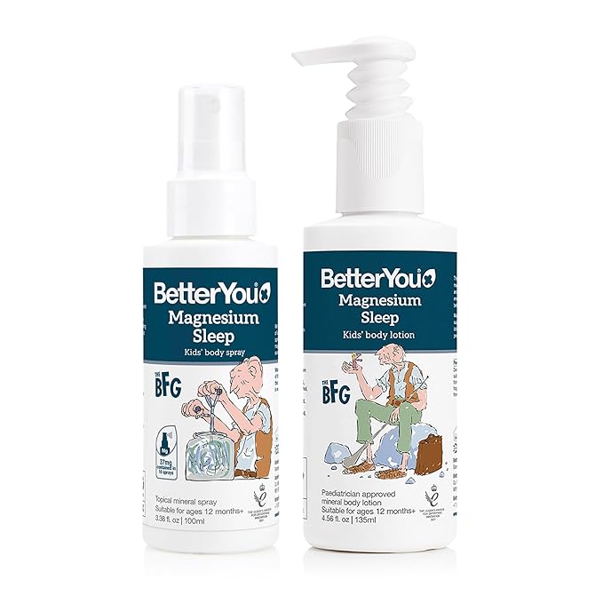 BetterYou Kids Bundle - Magnesium Sleep Body Lotion and Magnesium Sleep Kids' Body Spray - Baby Cream - Lavender and Chamomile Infused - 2 pc