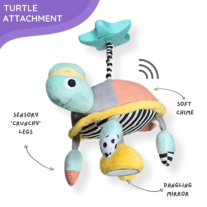 DINGLE DANGLE - Deluxe Gift Set - 3 in 1 Diaper Changing Helper Headband & Portable Mobile, Rattle, & Added Tilly Turtle Attachment; Great New Dad Gift - Funny Gifts for Men