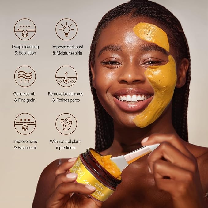 Face Scrub Gift Set Exfoliating Face Wash Microdermabrasion Facial Scrub Exfoliator Turmeric Vitamin C, Brown Sugar Honey, Green Tea Salicylic Acid, Himalayan Salt Rose Christmas Birthday Gifts 4x100g