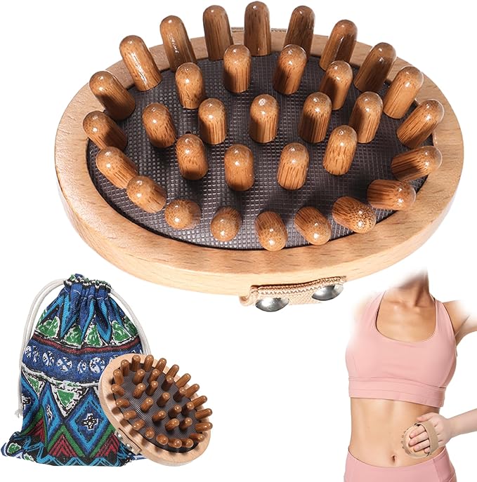 Meridian Pressure Brush, Wood Therapy Massage Tools for Belly Fat Wooden Meridians Massager Comb Handheld Massage Body Brush for Cellulite Remover, Lymphatic Drainage, Muscle Pain Relief