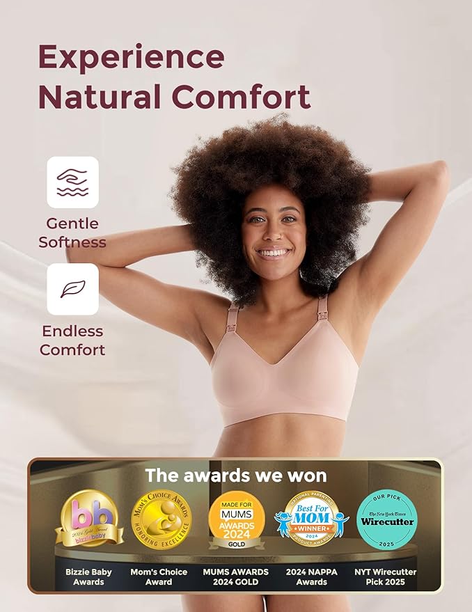 Momcozy Nursing Bras for Breastfeeding, YN21 Seamless Ultra Comfort Maternity Bra, Natural Shape, Pregnancy Sleep Bralette