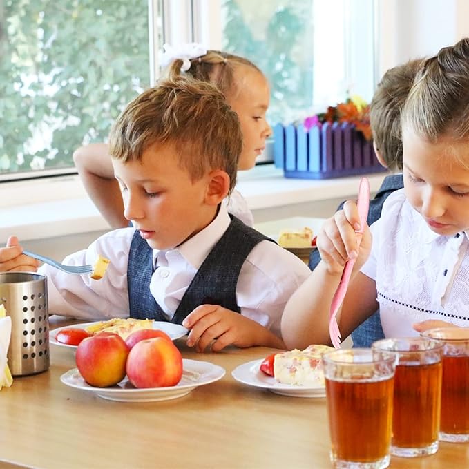 Reusable Travel Utensils Set with Case, Beige Wheat Straw Portable Knife Fork Spoons Tableware, Eco-Friendly BPA Free Cutlery for Kids and Adults as Travel Picnic Camping Utensils