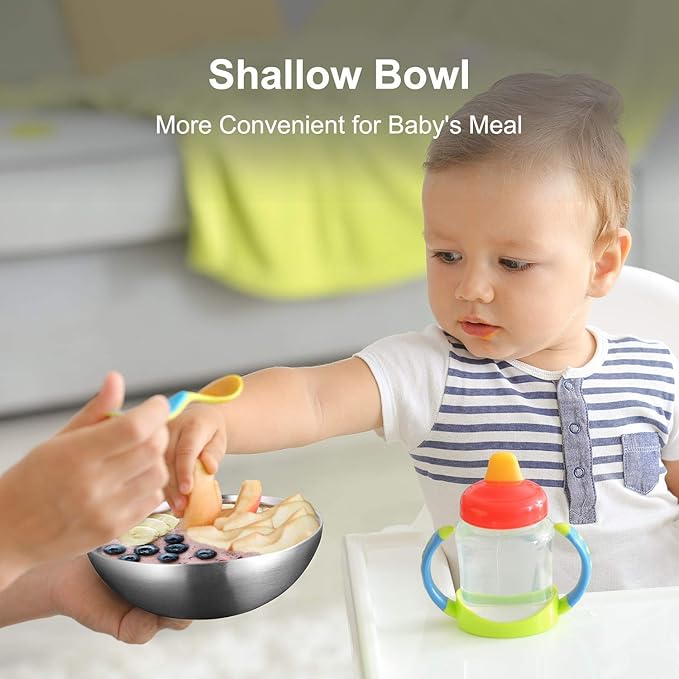 Stainless Steel Bowls for Kids , 18/8 Stainless Steel Toddler Bowl, BPA-Free , Durable & Easy Clean, 4 Pack - 14.5 oz Perfect for Baby Meals, Snacks, Serving and Travel & Home Use, Dishwasher Safe