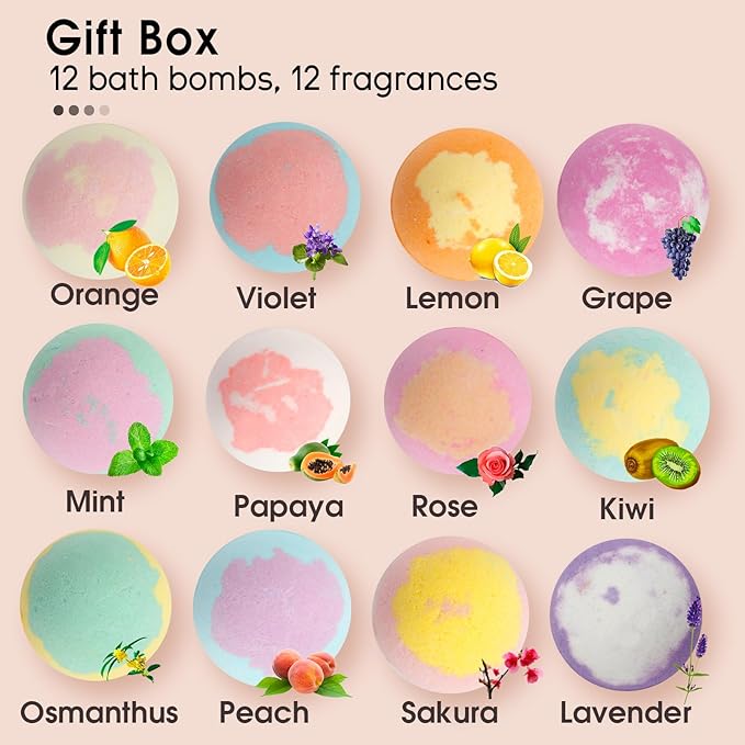 iHave Bath Bombs for Kids and Women, 12 Natural Handmade Bath Bomb Gift Set, Bubble Bath Bombs - Perfect Self Care Relaxing Spa Gifts for Women