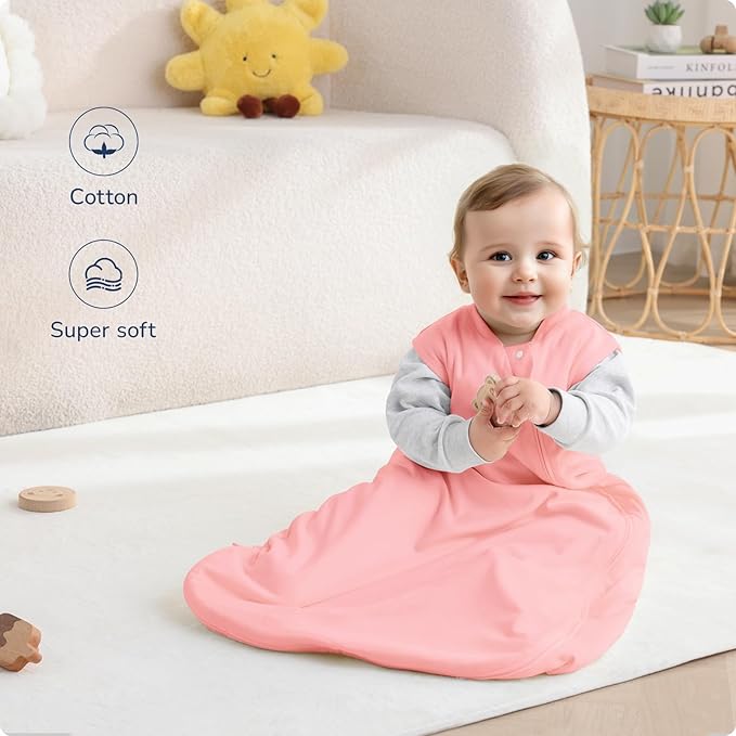 1.0 Tog 2.5 Tog Baby Sleep Sack, 100% Cotton Baby Sleeping Bag 3-24M, 2-Way Zipper Baby Wearable Blanket