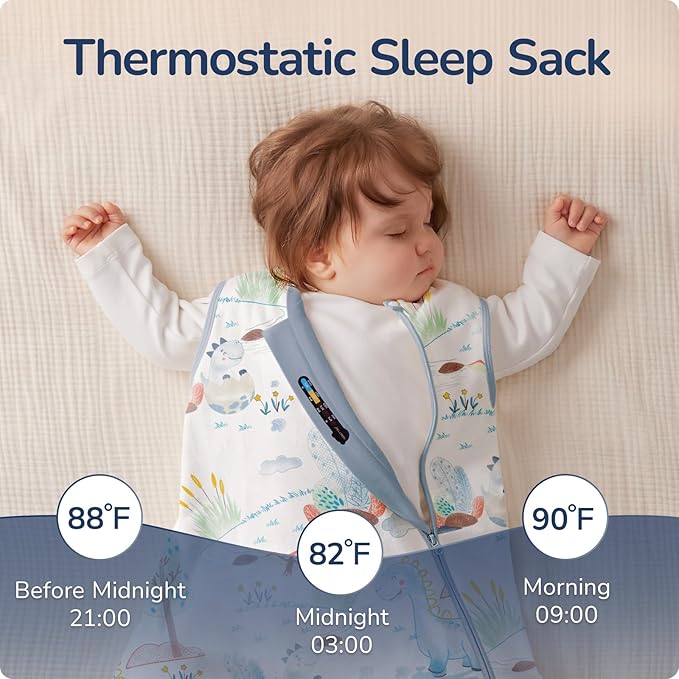 1.0 Tog 2.5 Tog Baby Sleep Sack, 100% Cotton Baby Sleeping Bag 3-24M, 2-Way Zipper Baby Wearable Blanket