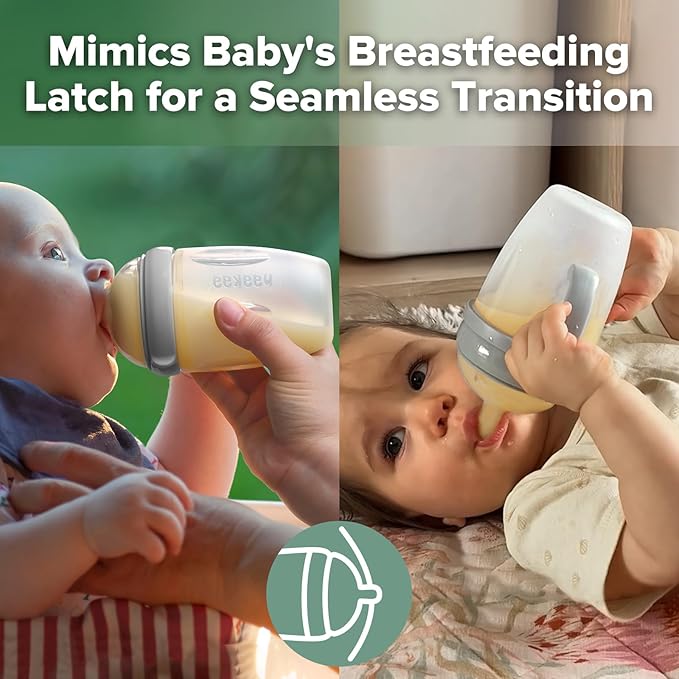 haakaa Gen. 3 Silicone Baby Bottle 250ml /8.4oz – Baby Bottles for Babies 6M+, BPA-Free Breastfeeding Baby Bottle with Natural Latch, Variable Flow Anti-Colic Silicone Baby Bottle– Grey