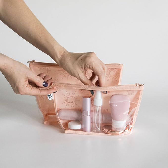 Tiny Twinkle Mess-Proof Travel Bags | TSA Airline Compliant, Zipper Closure, Clear Front Pouch, Diaper Bag Packing, Toiletry or Makeup Cosmetics Organizer
