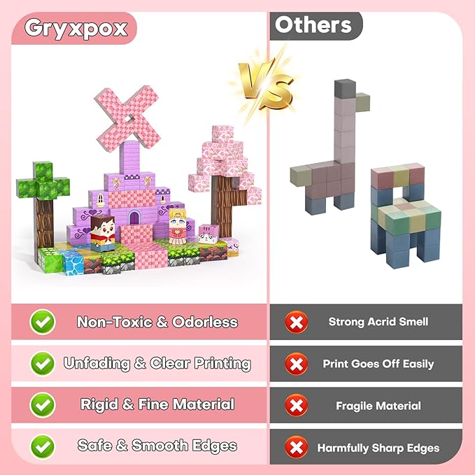 Magnetic Blocks, Magnetic Building Blocks 100pcs, STEM Sensory Toys with Princess Castle Build–Creative Magnet Tiles for Toddlers Ages 3+, Boys & Girls–Christmas Birthday Party Kids Gifts