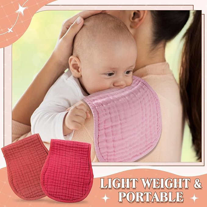 Frienda 8 Pieces Muslin Burp Cloths for Baby Cotton Burp Cloth 10 x 20 Inches Multi Colors Muslin Washcloths Diapers 4 Absorbent Layers Newborn Face Towels for Baby Boy Girl Unisex (Sweet Color)