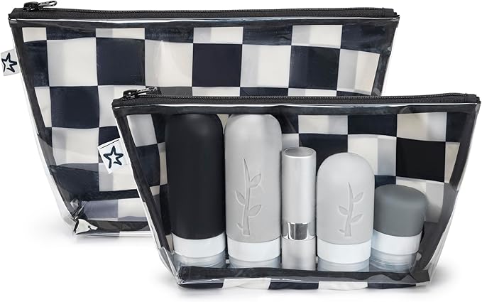 Tiny Twinkle Mess-Proof Travel Bags | TSA Airline Compliant, Zipper Closure, Clear Front Pouch, Diaper Bag Packing, Toiletry or Makeup Cosmetics Organizer