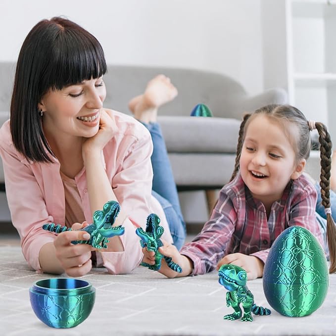 3D Printed Dragon Kids Dinosaur Toys 3D Printed Fidget Toys, Articulated Dragon Egg, 3D Dragon, Home Office Decor Executive Desk Toy 3D Printed Dragon Eggs with Dragon Inside (Blue - Green)