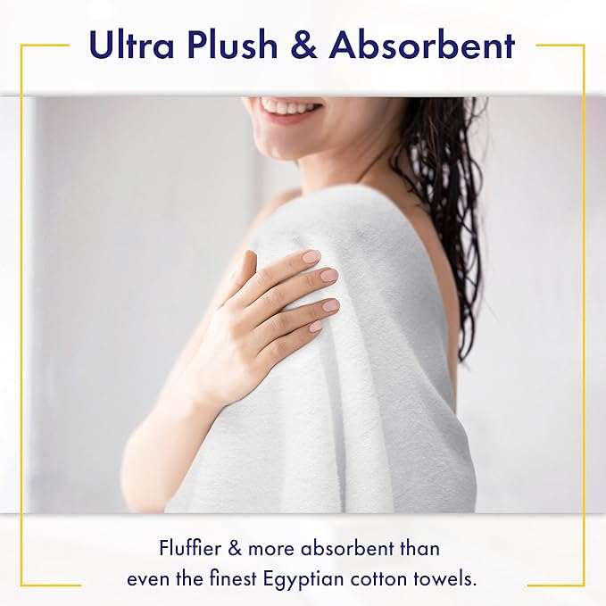 100% Organic Luxury Bath Sheets - GOTS Certified - Extra Large 35x70 Inches (Pack of 2) Zero-Twist, Long-Staple Cotton Bath Sheet Set (White)