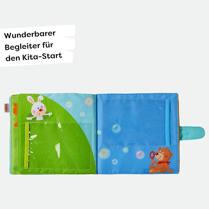 HABA My First Photo Album - Soft Fabric Baby Book, Baby Album Fits (8) 4"x6" Photos, Sensory Toys for Babies, Baby Books 12-18 Months & Up