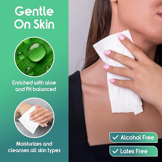 Inspire Ultra Thick Rinse Free Body Wipes, Bathing Wipes, Rinse Free Wet Wipes, Thick Strong Extra Large With Aloe Vera Enriched